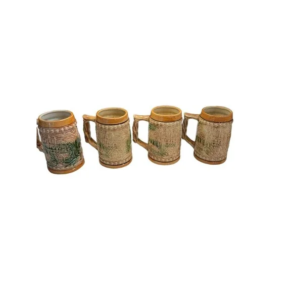 HEIDELBERG SCHLOSS VINTAGE BAVARIAN STYLE BEER MUG - SET OF 4